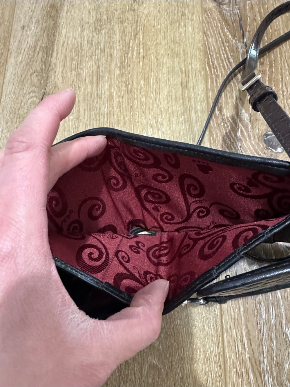 Vintage Brighton Black Crossbody Bag with Silver Fleur Charm - Picture 4 of 4